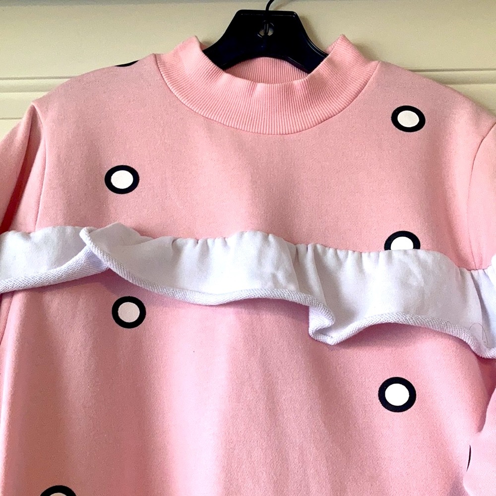 Lazy Oaf Os Pink With Polka Dot, Ruffle Jumper Ov… - image 2
